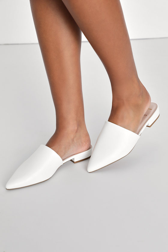 Lorene White Pointed-Toe Mules 1