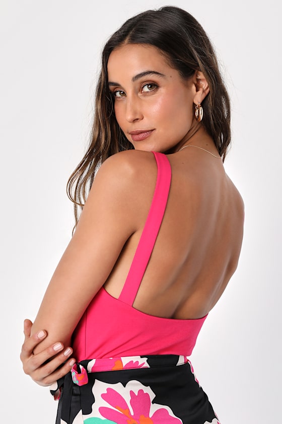 Adult Women's Hot Pink Bodysuit Creative Costume