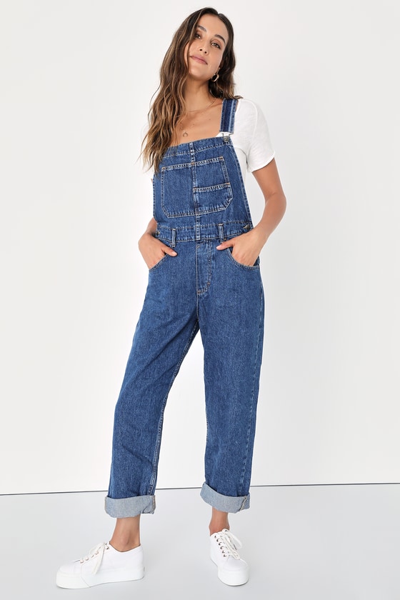 Free People Ziggy - Medium Wash Denim Overalls - Denim Overalls - Lulus