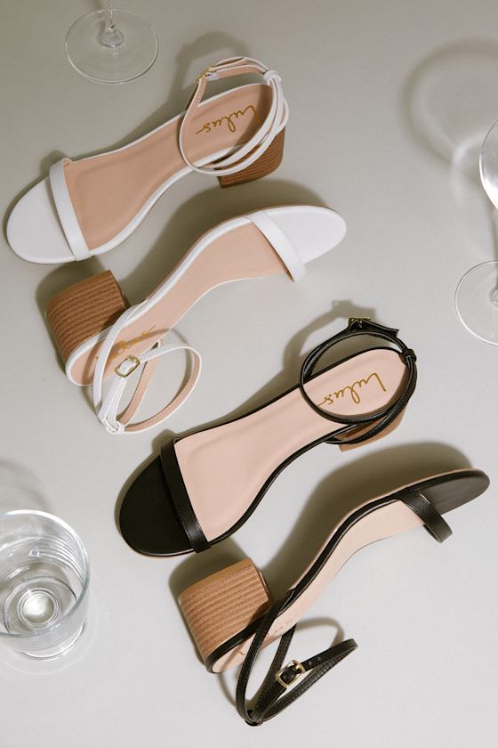 Julie White Stacked Ankle Strap Heels 1