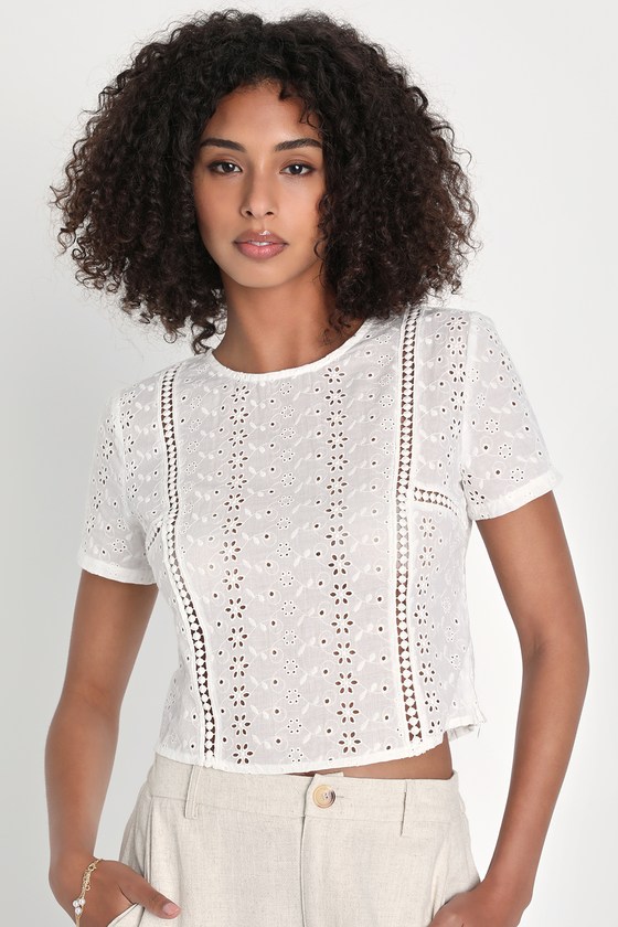 Ivory Cotton Top - Embroidered Top - Semi Sheer Cotton Top - Lulus