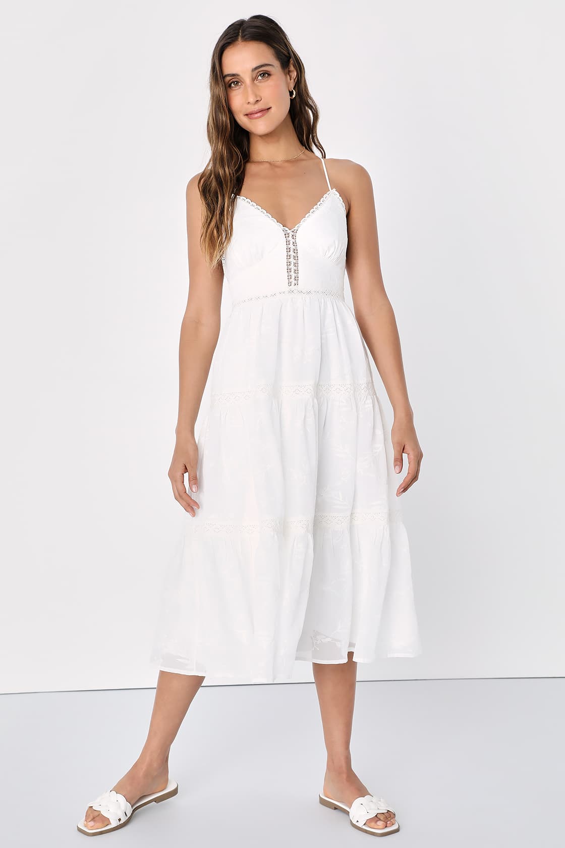 Elope White Backless Midi Dress