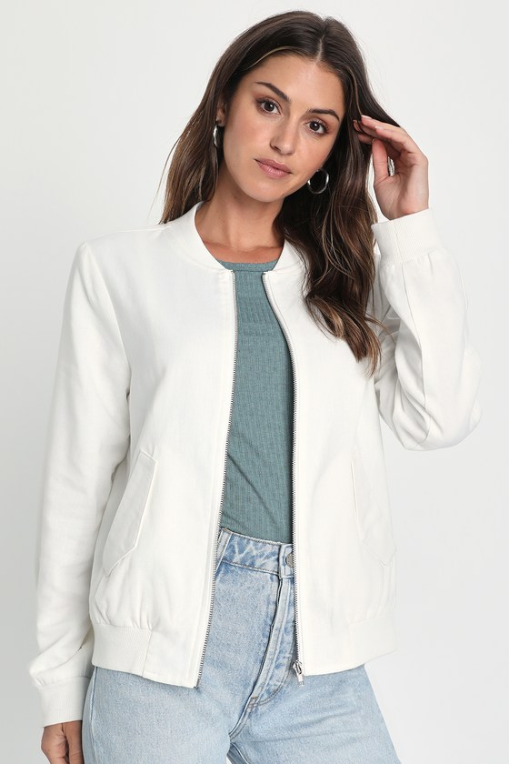 Lulus Coolest Energy Ivory Bomber Jacket