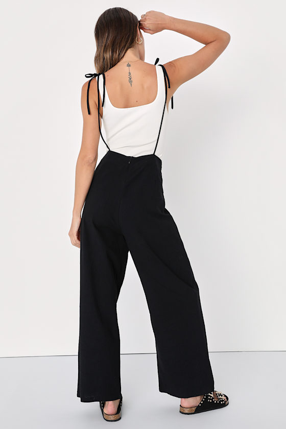 What a Wonderful Day Black Tie-Strap Overall Jumpsuit 10