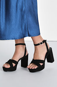Selah Black Suede Ankle Strap Heels 5