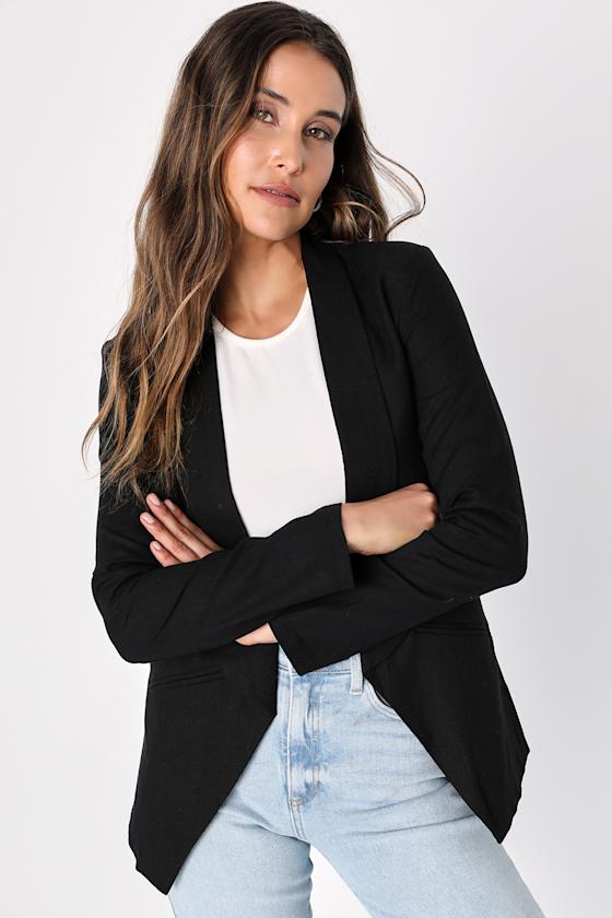 Miss Punctuality Black Lightweight Linen Blazer 7