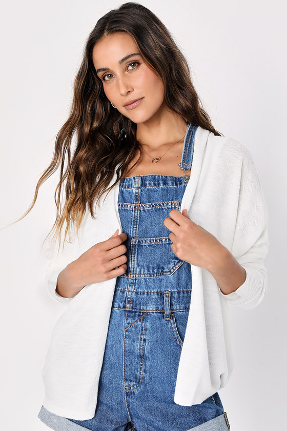 White Knit Cardigan Long Sleeve Cardigan OpenFront Cardigan Lulus