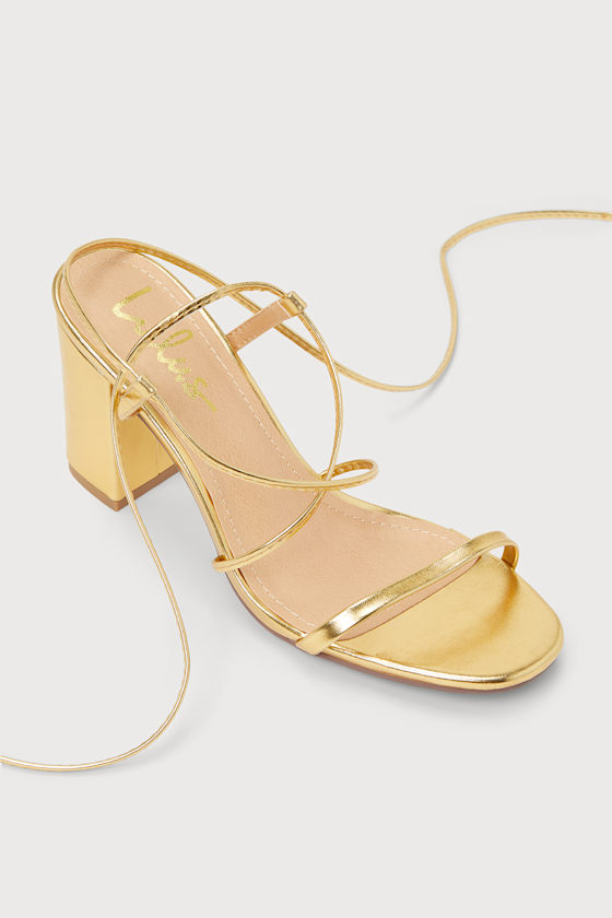 Gold LaceUp Heels LaceUp Heels High Heel Sandals Lulus
