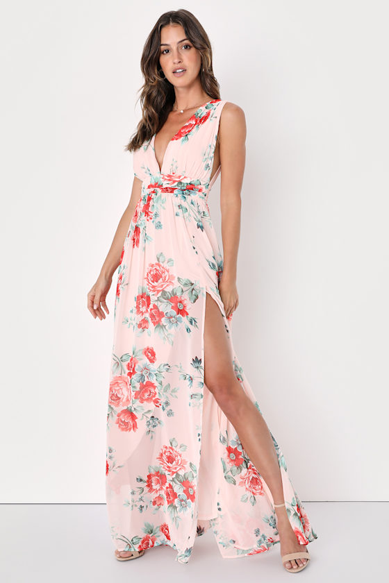 Garden Meandering Blush Floral Print Maxi Dress 7