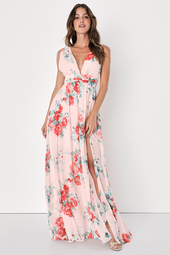 Garden meandering blush best sale floral print maxi dress