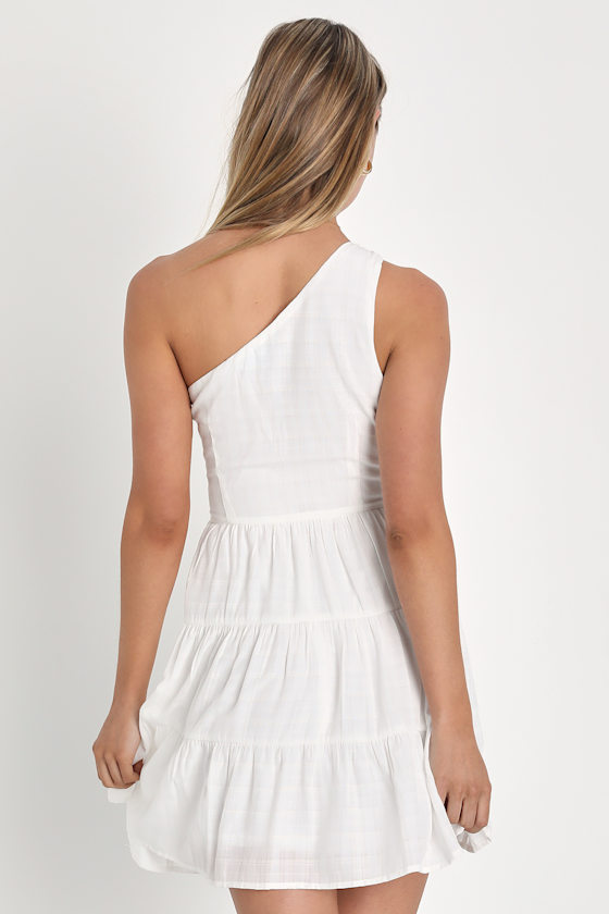 Aster One Shoulder Mini White