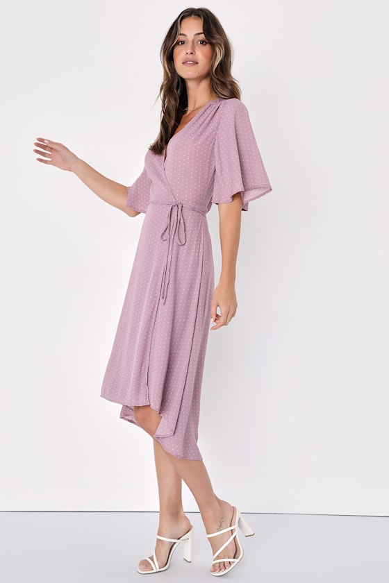 Farah Mauve Print Midi Wrap Dress 8