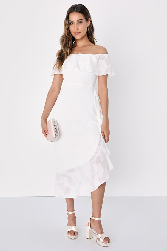 Pretty Perfect White Burnout Floral Off-The-Shoulder Midi Dress 5