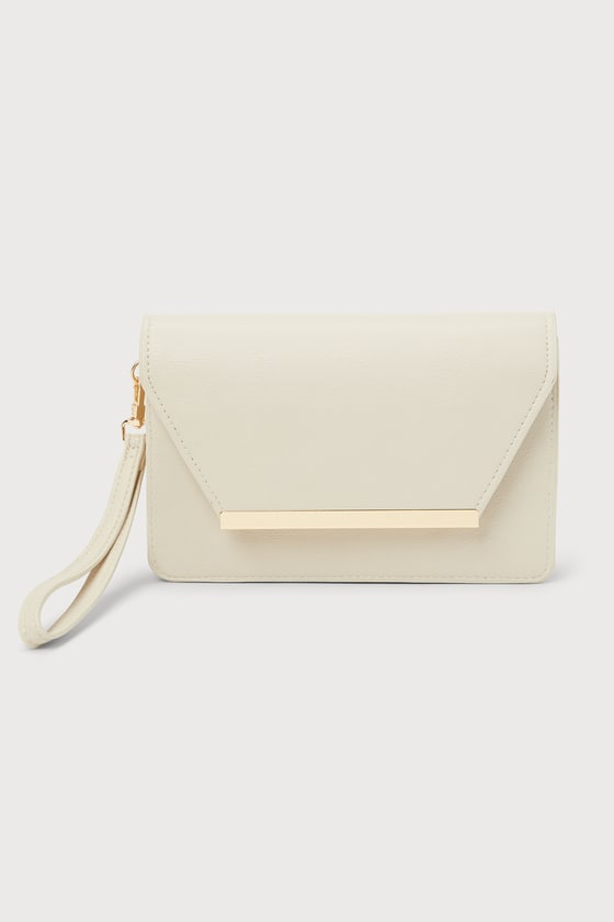 Lulus Modern Class Bone Crossbody Wallet Bag In White