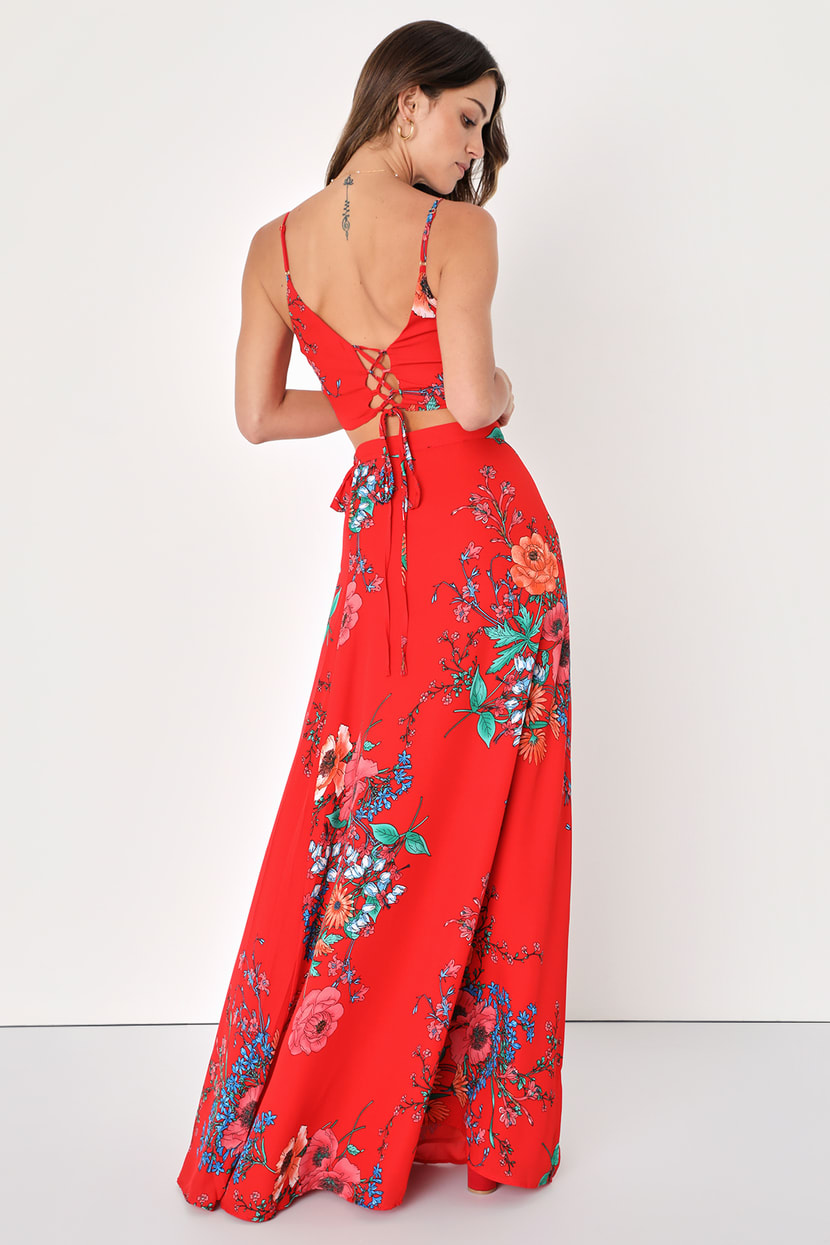 2 piece floral maxi dress Fashionme Women's 2 Piece Floral Maxi Dress Square Neck Summer Holiday Beach (Crop Tank Top + Floor Length Skirt), Beige / orange : Amazon.de: Fashion