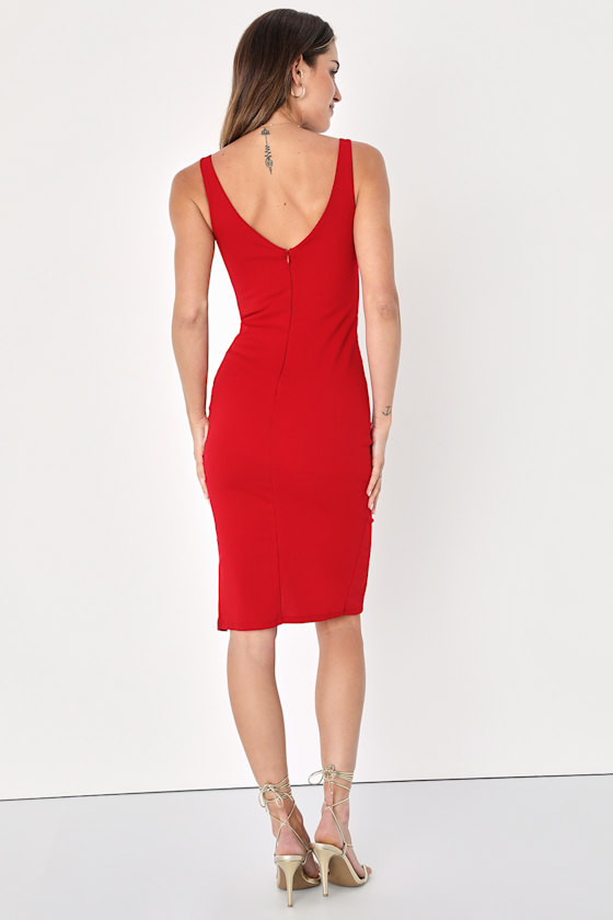 Iconic Moment Red Bodycon Midi Dress 8
