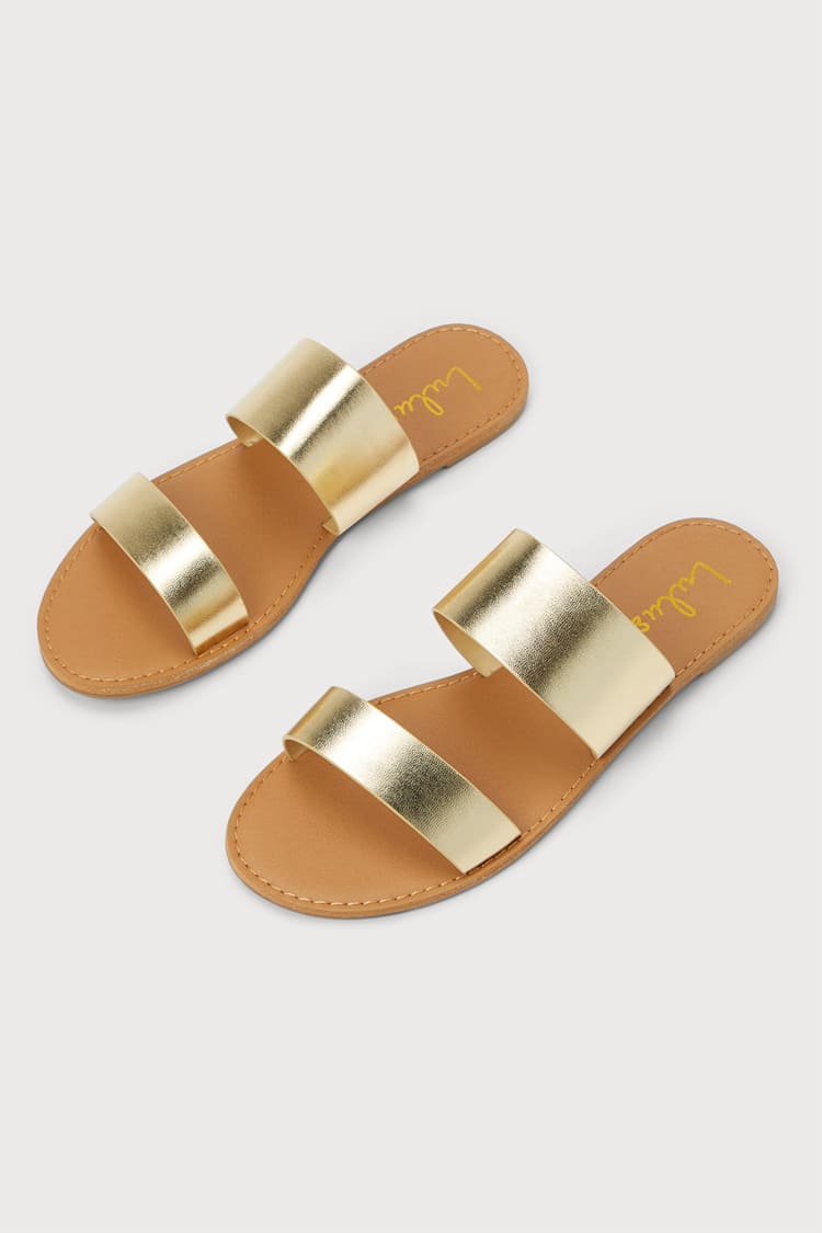 gold slide sandals