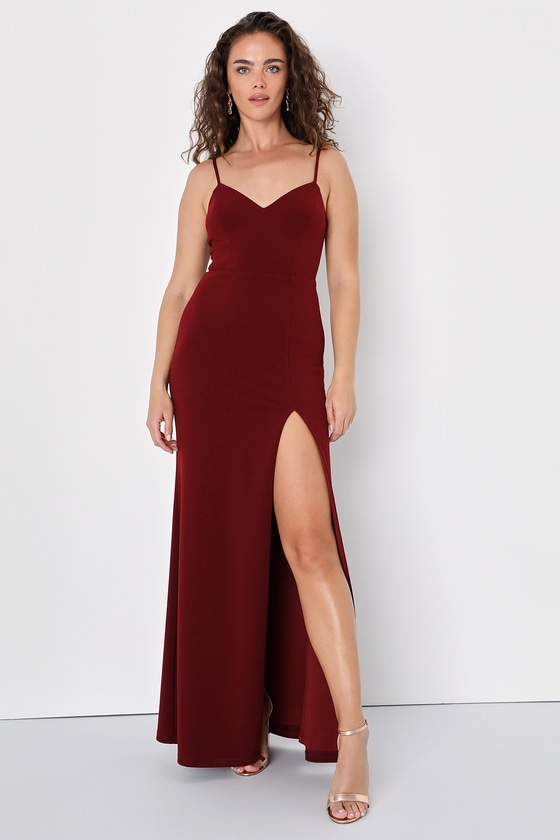 Lulus Eloquent Ease Burgundy Sleeveless Mermaid Maxi Dress