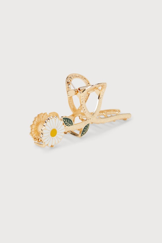 Gold Claw Hair Clip - Flower Hair Clip - Gold Hair Accessories - Lulus