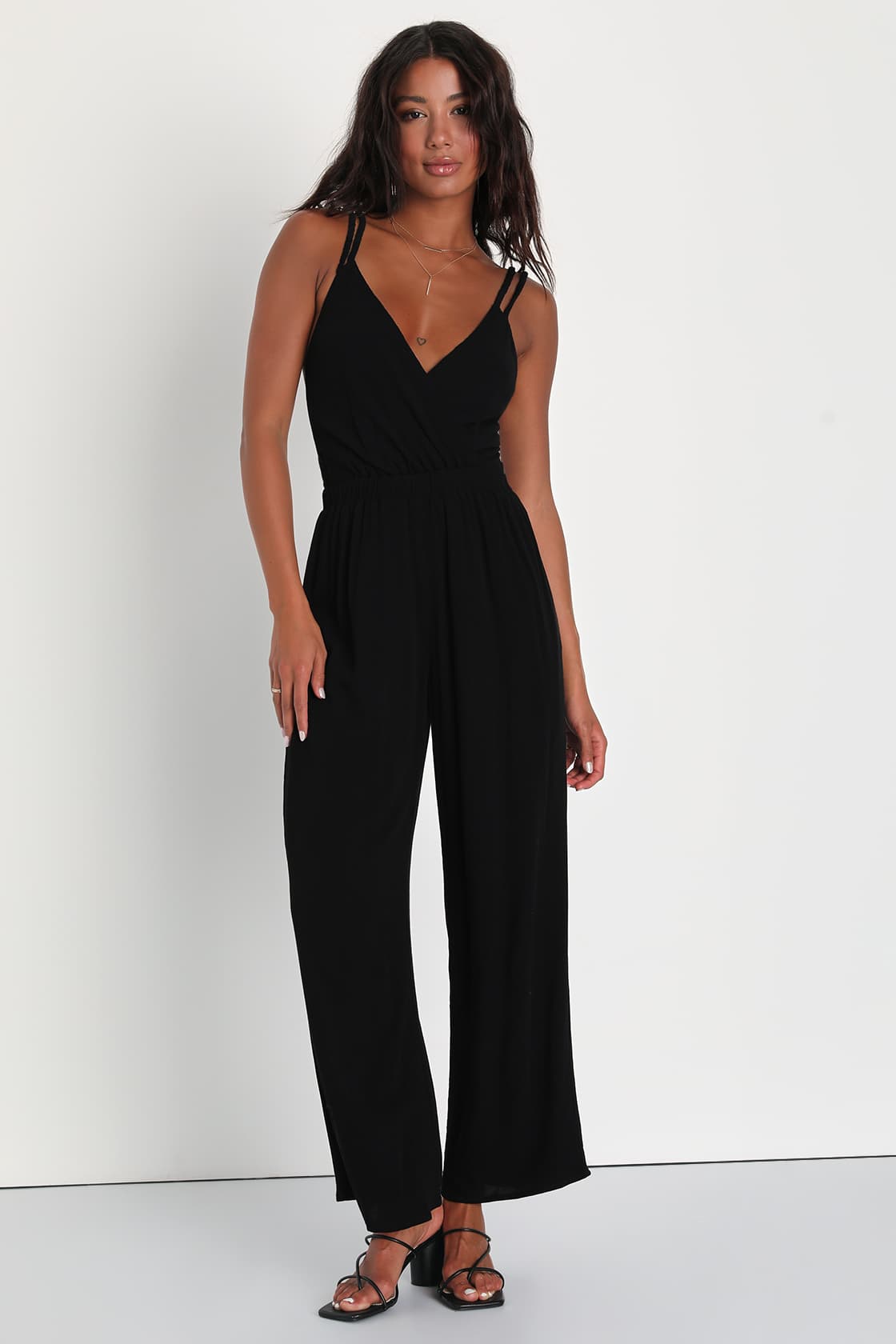 Cute Black Jumpsuit Strappy Back Jumpsuit Sleeveless Jumpsuit Lulus