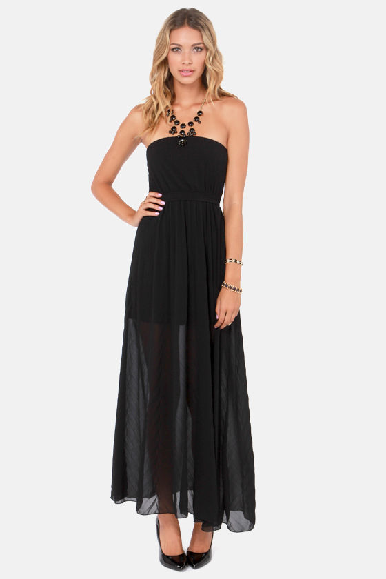 Lovely Black Dress - Maxi Dress - Strapless Dress - $56.00 - Lulus