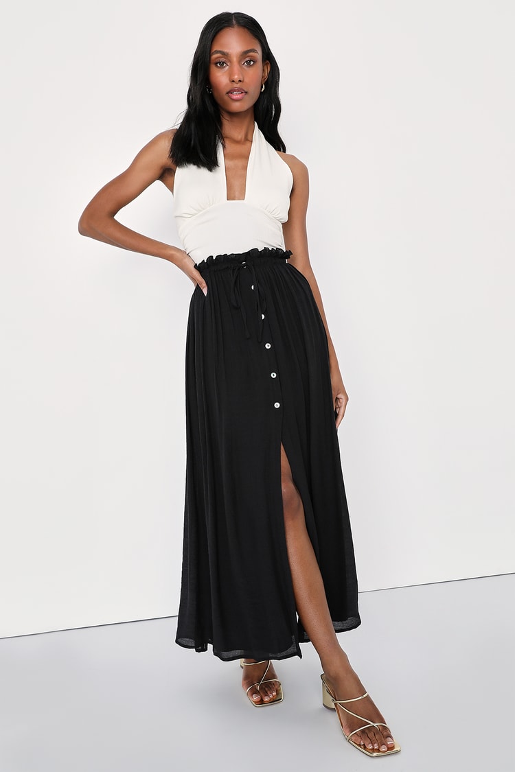 very black maxi skirt