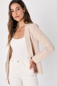 Miss Punctuality Taupe Lightweight Blazer