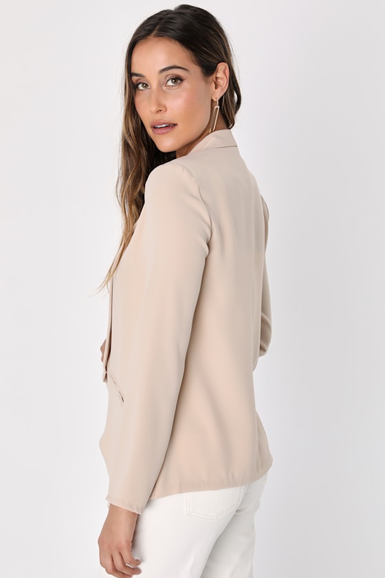 Miss Punctuality Taupe Lightweight Blazer - thumbnail 4