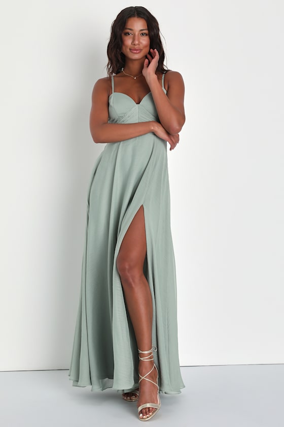 Sage Green Bridesmaid Dress Backless Maxi Dress Green Dress Lulus