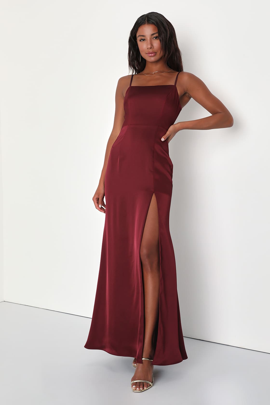Heart Lace Maxi Dress Wine Red main image 1