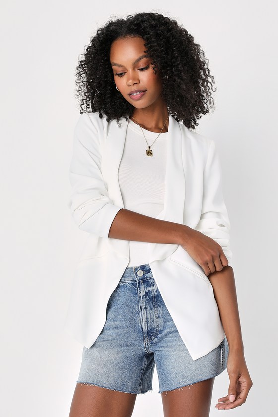 Lulus Miss Punctuality White Lightweight Blazer