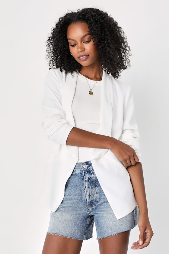 Miss Punctuality White Lightweight Blazer 1