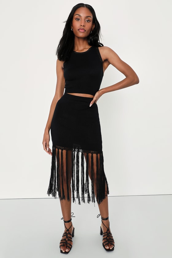 Black Two-Piece Dress - Crocheted Mini Dress - Two-Piece Dress - Lulus