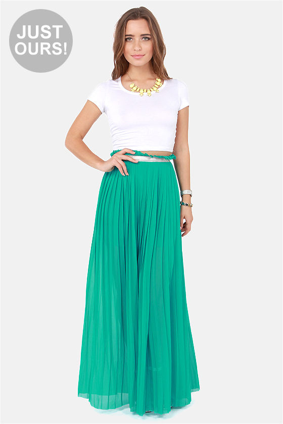 Stylish Teal Skirt Maxi Skirt Pleated Skirt 49 00 Lulus