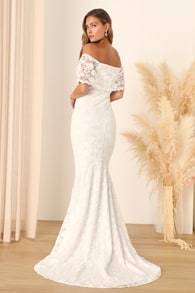 Love You Eternally White Lace Off-the-Shoulder Maxi Dress