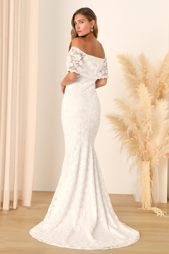 Love You Eternally White Lace Off-the-Shoulder Maxi Dress 4