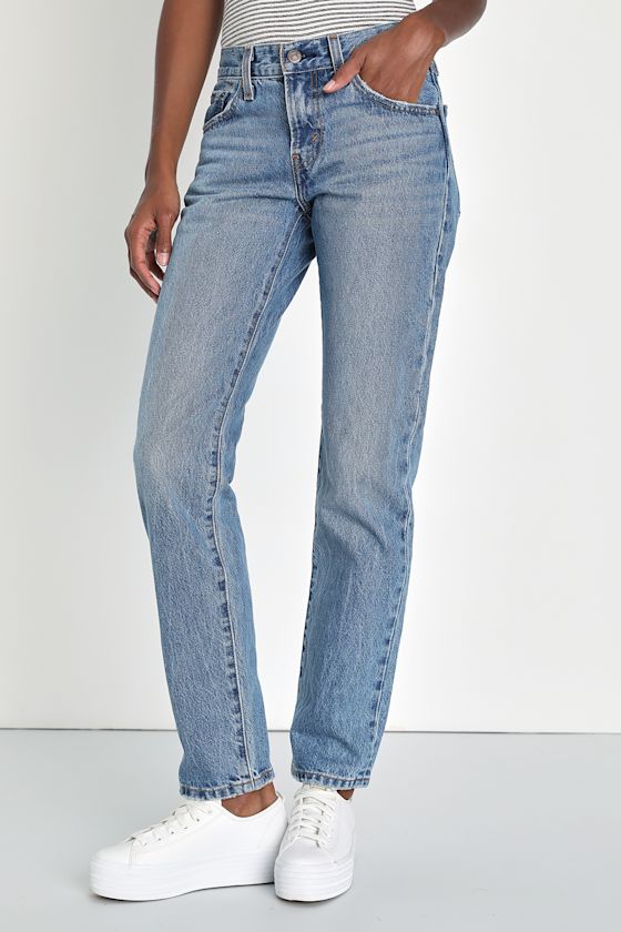 Middy Medium Wash Mid-Rise Straight Leg Jeans 2