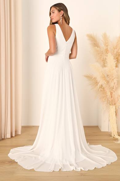 strapless open back dress Brooklynn One-Shoulder Accordion Pleat Dress White S main image 1