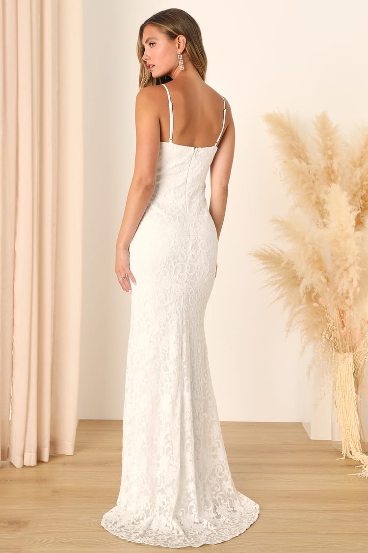My Kind of Forever White Mesh Floral Embroidered Maxi Dress