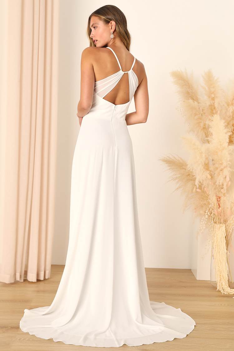 satin v neck dress Long Red V-neck Open Back Satin Dress  Lisposa