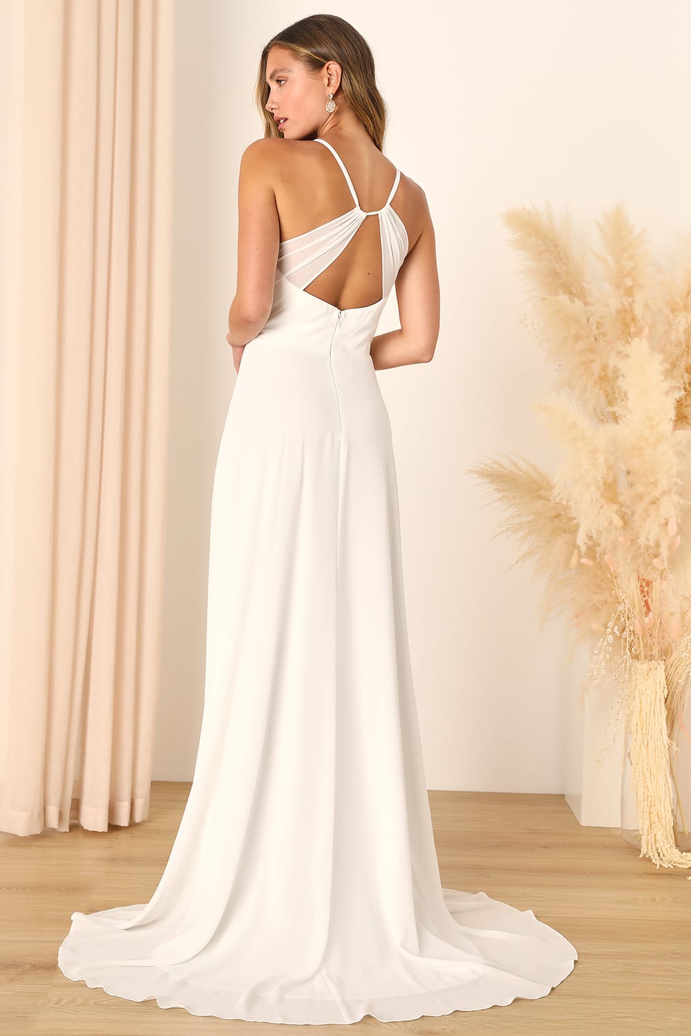 Romantic Inspiration White Sleeveless Faux-Wrap Maxi Dress