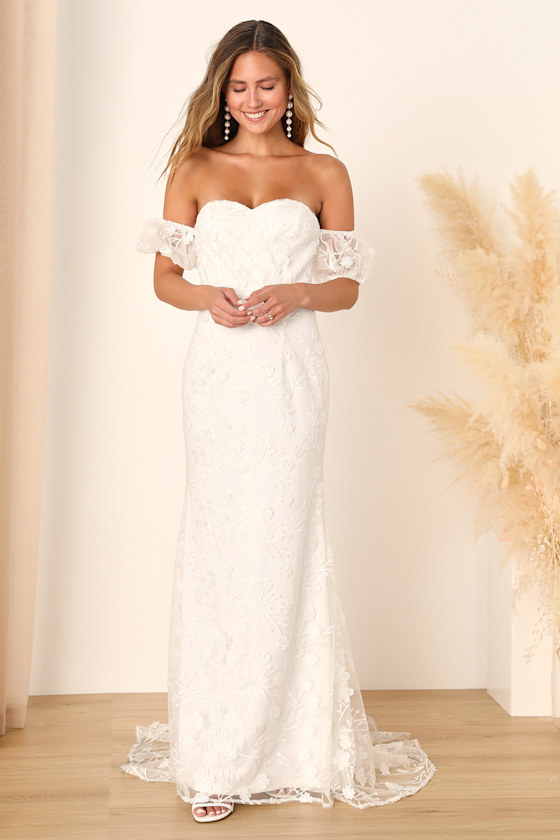 Magical Beginnings White 3D Floral Embroidered Maxi Dress 1