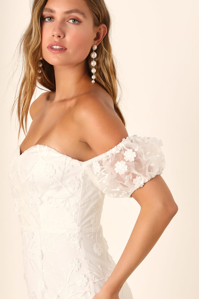 Magical Beginnings White 3D Floral Embroidered Maxi Dress