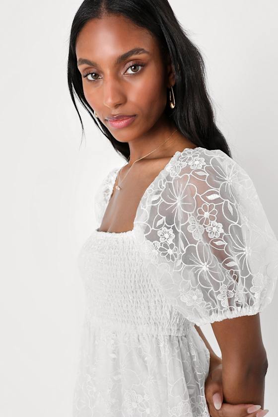 Babyhug Cambric Woven Sleeveless Floral Printed Ethnic Dress -  White