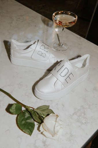 Bride2Be White Rhinestone Sneakers