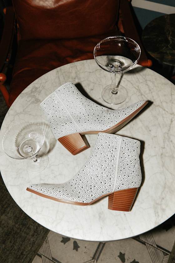 Spirit Silver Rhinestone Pointed Toe Ankle Booties 1