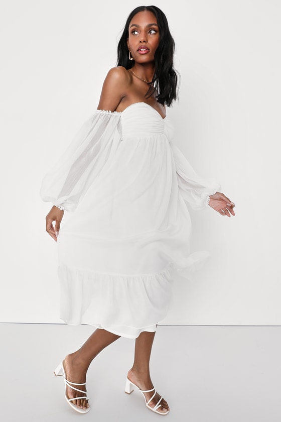 White linen off shoulder dress top
