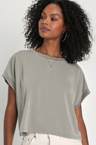 Cool Instincts Light Olive Green Short Sleeve Top