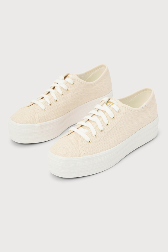 Triple Up Natural Gold Metallic Platform Sneakers 2