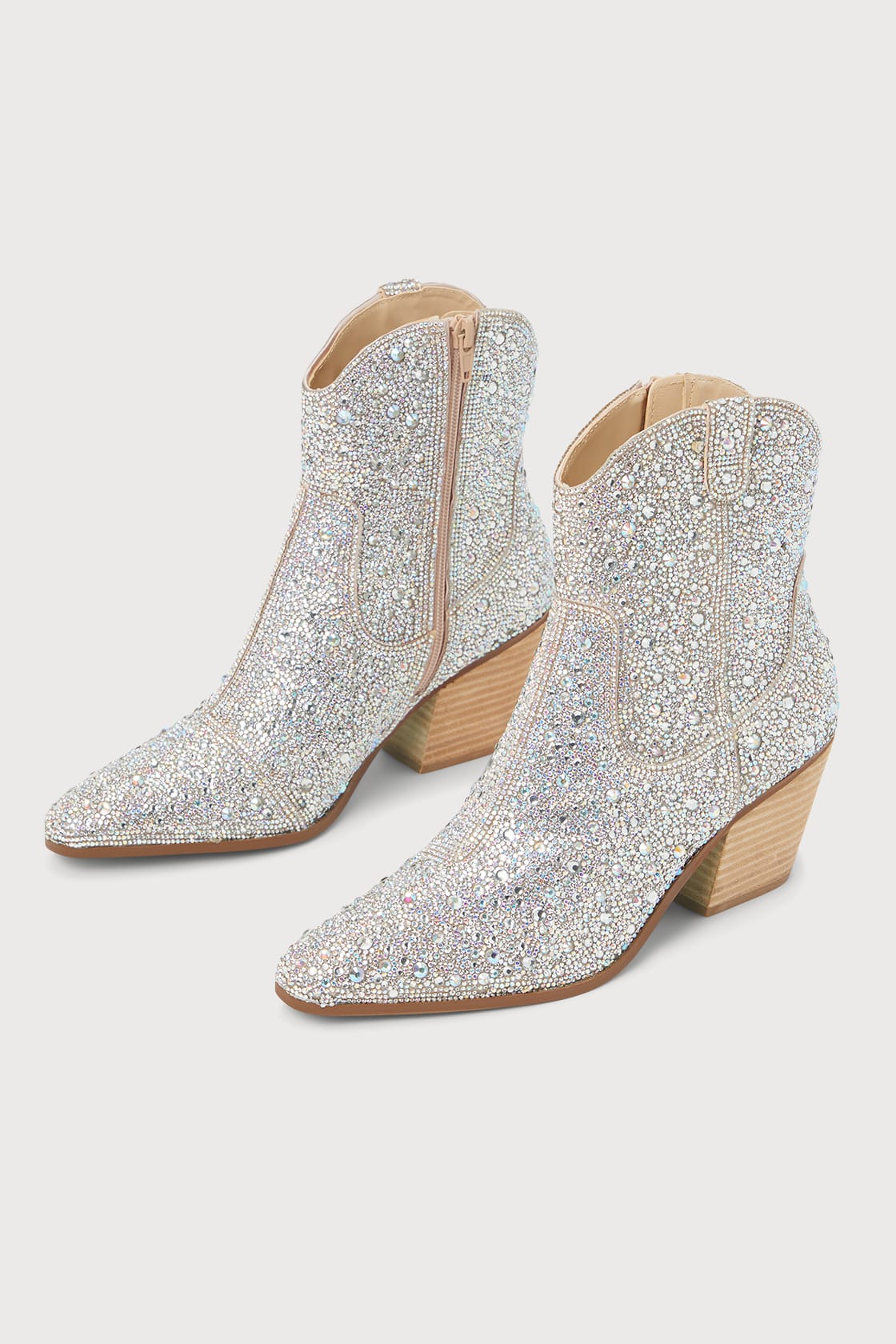 Betsey Johnson SB-Diva - Rhinestone Boots - Silver Ankle Boots - Lulus